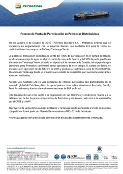 Proceso de Venta de Participación en Petrobras