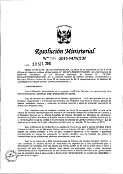 Resolución Ministerial N° 279-2016-MINAM