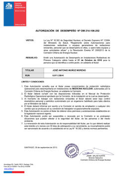 autorizacion de operador nº « 1 - Comisión Chilena de Energía