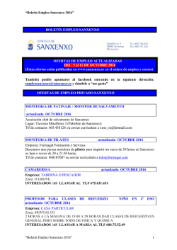 Boletín de ofertas de empleo privado de Sanxenxo (05/10/2016)