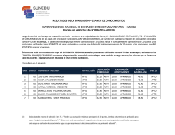 resultados de la evaluación – examen de conocimientos
