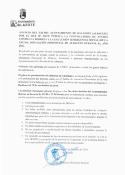 (ANUNCIO CONVOCATORIA DE AYUDAS CONTRA LA