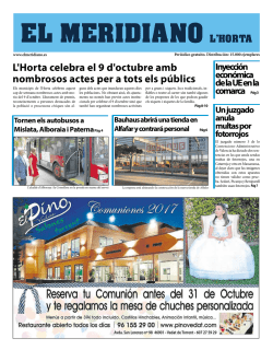 L`Horta celebra el 9 d`octubre amb nombrosos actes per a tots els