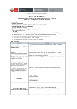 I. GENERALIDADES 1. Objeto de la convocatoria 2. 3. 4