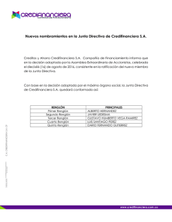 Nuevos nombramientos en la Junta Directiva de Credifinanciera S.A.