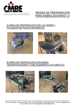 Catálogo embolsadora automática LV 300 con mesas de preparación.