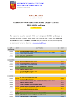 calendario famu pista invierno, cross y marcha tš 2016/2017