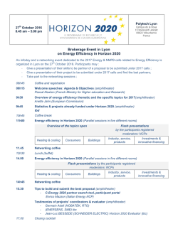 Brokerage Event in Lyon on Energy Efficiency in Horizon 2020