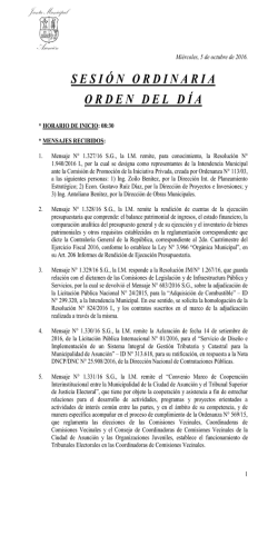 Orden del Día 05/10/2016 - Junta Municipal de Asunción