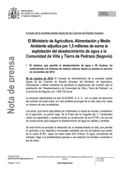 16.10.06 Adjudicación explotación abastecimiento Pedraza, Segovia