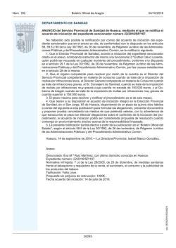 ANUNCIO del Servicio Provincial de Sanidad de Huesca, mediante