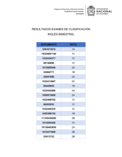 RESULTADOS EXAMEN DE CLASIFICACIÓN INGLÉS BIMESTRAL