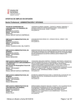 Ofertas difundidas por el Servicio Público de Empleo de VALENCIA