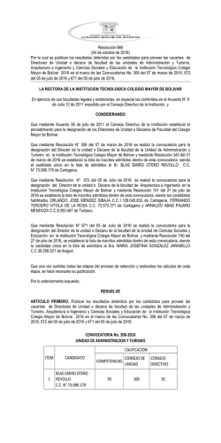 . CONVOCATORIA No. 306-2016 UNIDAD DE ADMINISTRACION Y
