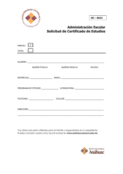 Administración Escolar Solicitud de Certificado de Estudios