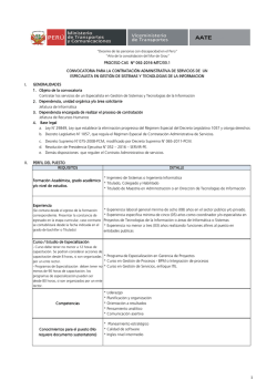 I. GENERALIDADES 1. Objeto de la convocatoria 2. 3. 4