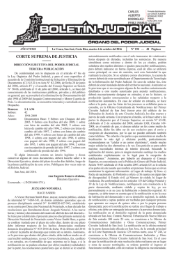bolet&iacute;n judicial n&deg; 190 del 04 de octubre del 2016