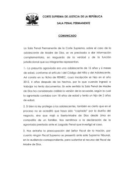 Sala Penal Permanente. Comunicado sobre R. N. N° 2349