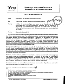 Circular DRH-11194-2016-DIR - Ministerio de Educación Pública