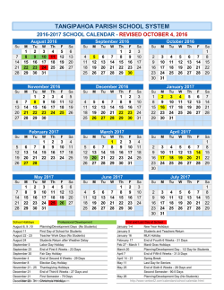 School Year Calendar Template - Tangipahoa Parish School System