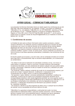 Aviso legal - Cárnicas Tabladillo