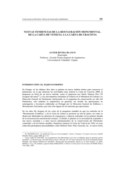 NUEVAS TENDENCIAS DE LA RESTAURACIÓN MONUMENTAL