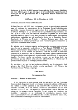 Orden de 18 de julio de 1997, para el desarrollo