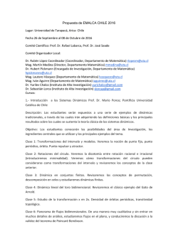 Propuesta de EMALCA CHILE 2016 Lugar: Universidad de