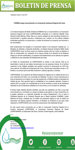 boletin de prensa - Corporación Autónoma Regional Del Cesar