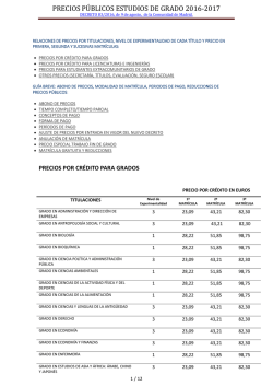 Precios públicos 2016-2017 - Universidad Autónoma de Madrid