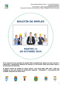 Boletin de empleo 11 OCTUBRE 2016