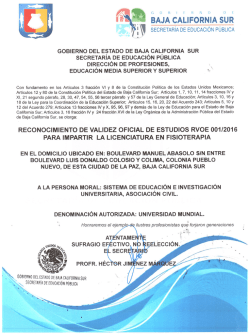 reconocimiento de validez oficial de estudios rvoe 001/2016