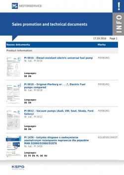 13.10.2016 Page 1 Nazwa dokumentu Marka Product Information PI