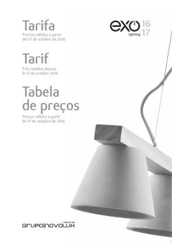 Tabela de preços Tarif Tarifa