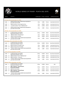 Calendario WSOP Punta del Este - 2016