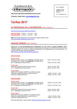 Tarifas 2017 - El profesional de la información