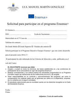 Solicitud para participar en el programa Erasmus+