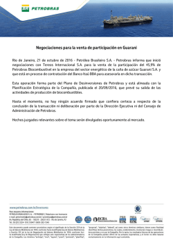 Negociaciones para la venta de participación en Guarani