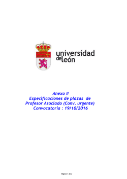 Anexo II Especificaciones de plazas de Profesor Asociado (Conv