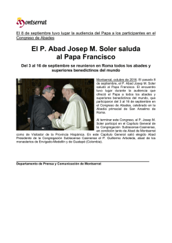 El P. Abad Josep M. Soler saluda al Papa Francisco