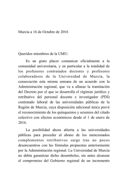 Texto del Comunicado - Universidad de Murcia