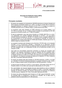 Encuesta de Poblaci&oacute;n Activa (EPA) - Instituto Nacional de Estadistica.