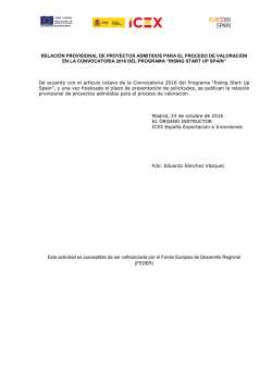 relación provisional de admitidos para valoración