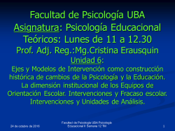 Facultad de Psicología UBA Asignatura: Psicología Educacional