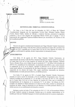 TR SENTENCIA DEL TRIBUNAL CONSTITUCIONAL En Lima, a los