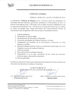 Page 1 º COLONOS DEEURGOS A.C. CONVOCATORIA TEMIXCO