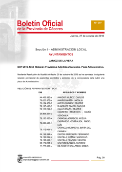 BOP-2016-4350 Relación Provisional Admitidos/Excluidos. Plaza