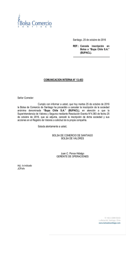 Cancela inscripción en Bolsa a “Bupa Chile SA” (BUPACL).