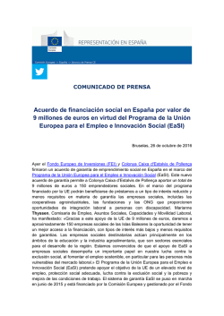 Acuerdo de financiación social en España por valor de 9