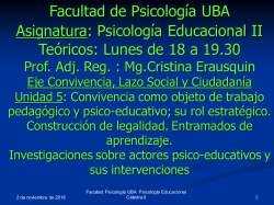 Facultad de Psicología UBA Asignatura: Psicología Educacional II